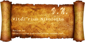 Vitárius Nikoletta névjegykártya